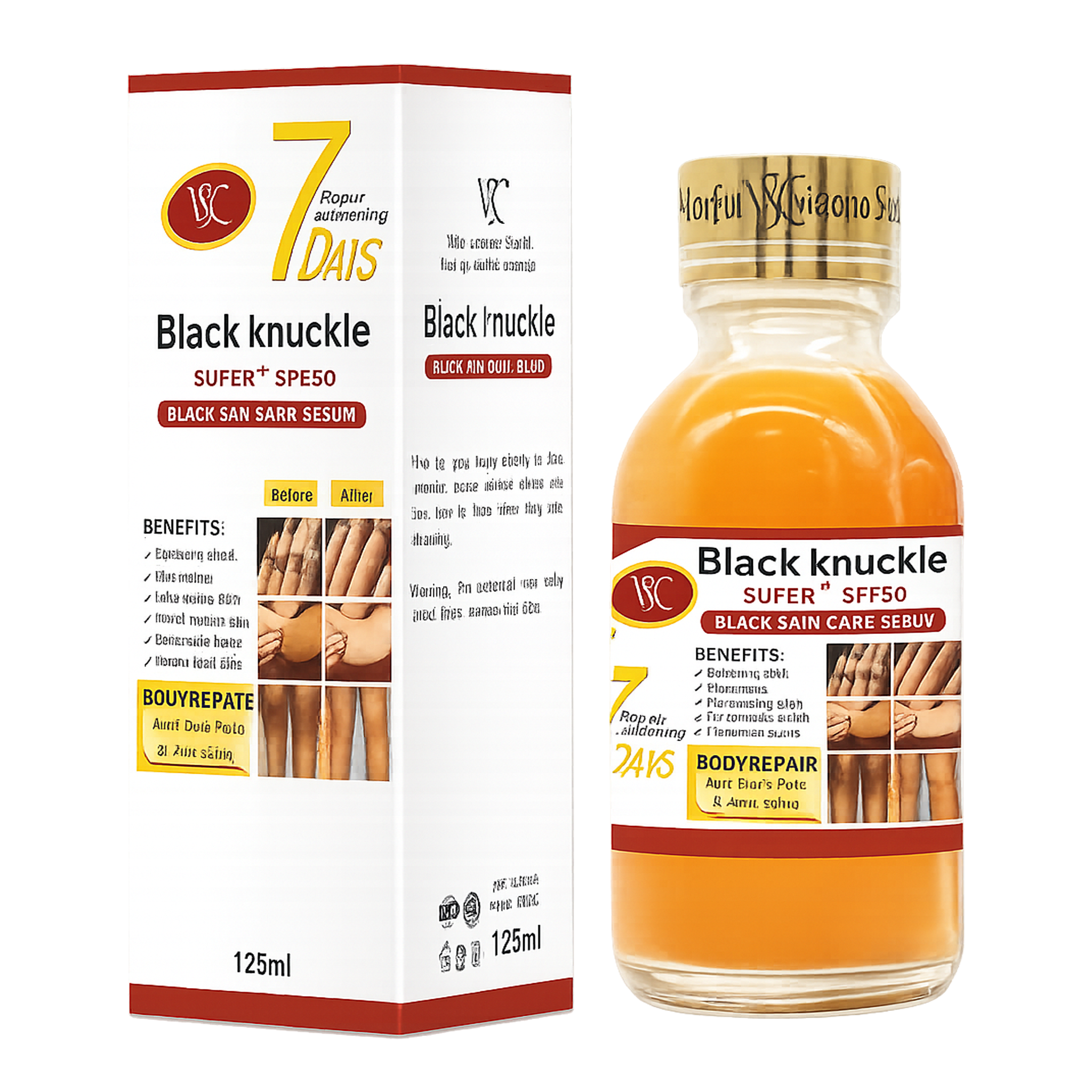 Black Knuckle Whitening Serum with SPF50 | Dark Knuckles, Elbows & Knees Treatment – 125m
