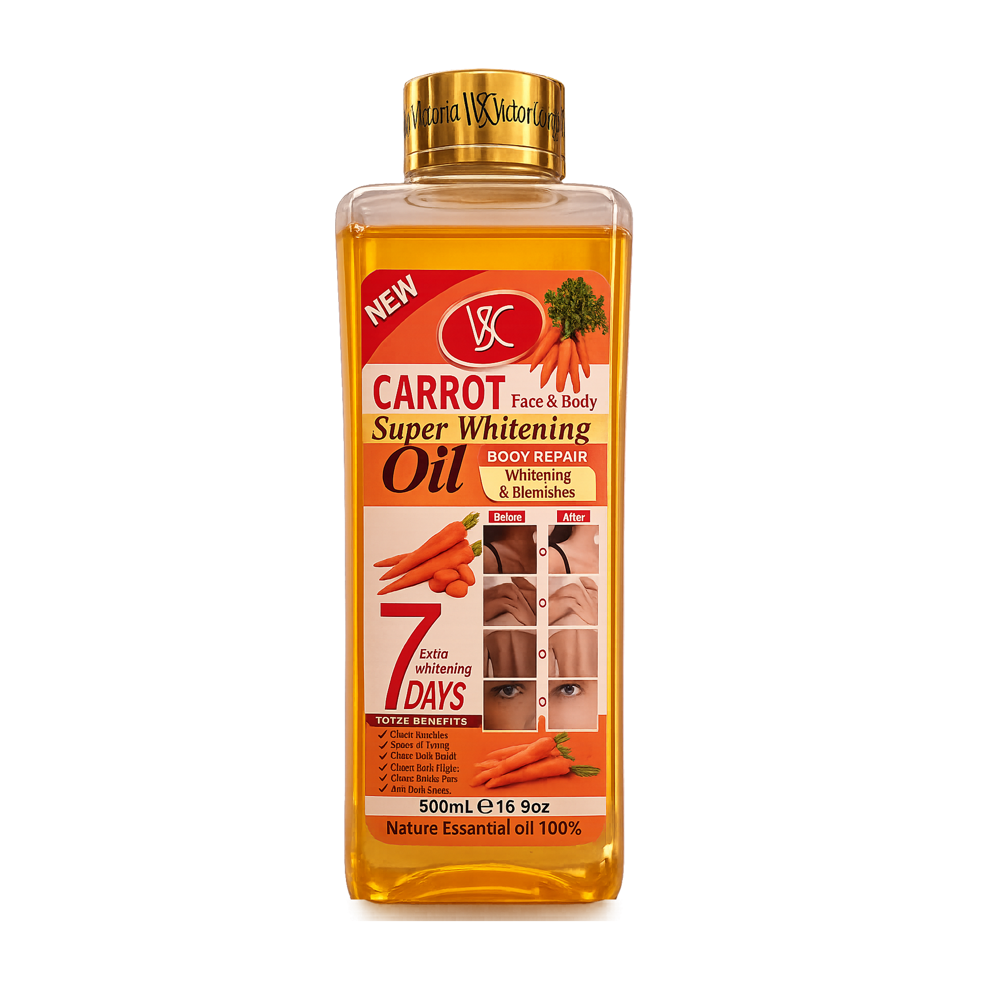 VSC Carrot Brightening Body Oil 500ml – Moisturizing Oil for Smooth & Radiant Skin