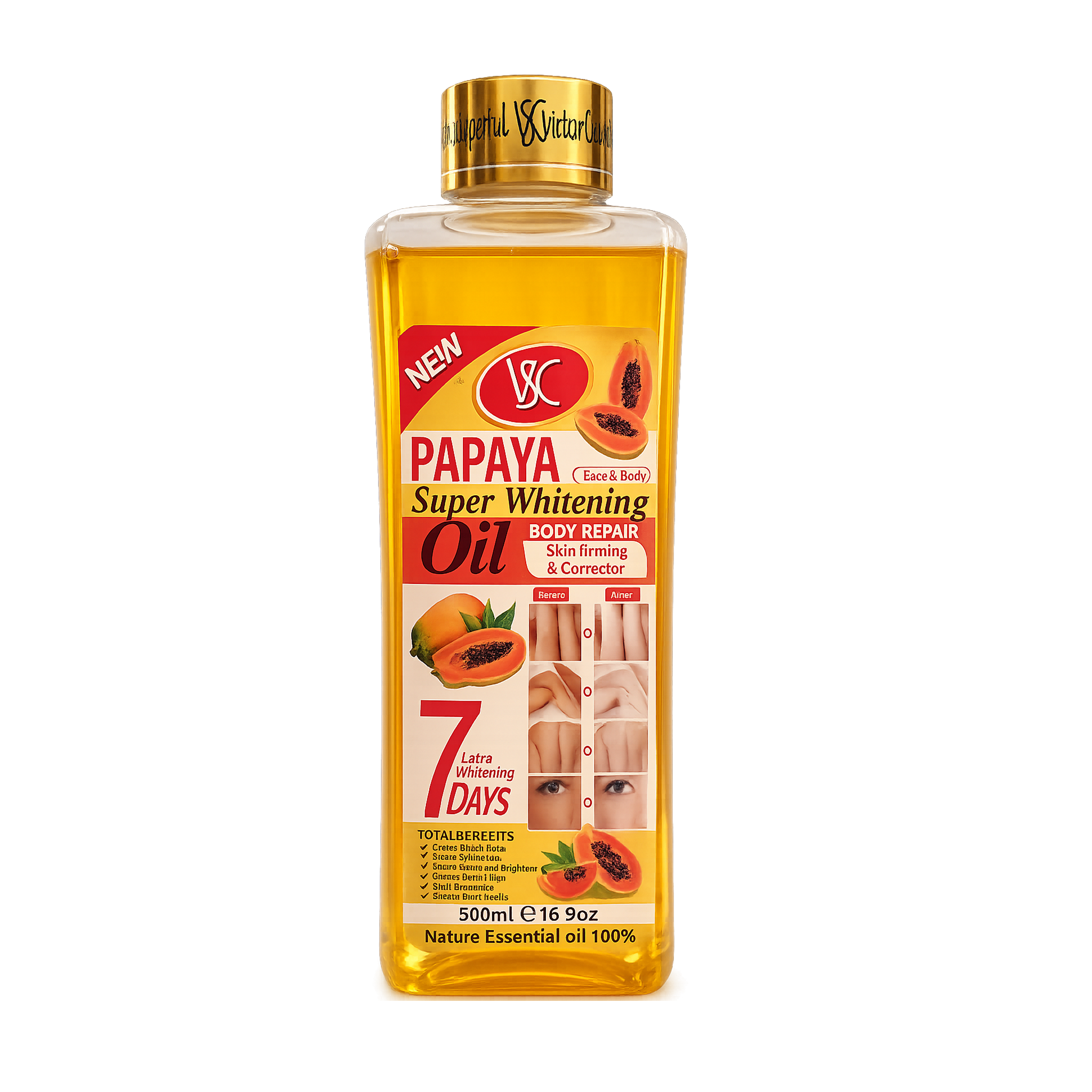VSC Papaya Brightening Body Oil 500ml – Moisturizing Oil for Radiant & Even-Looking Skin